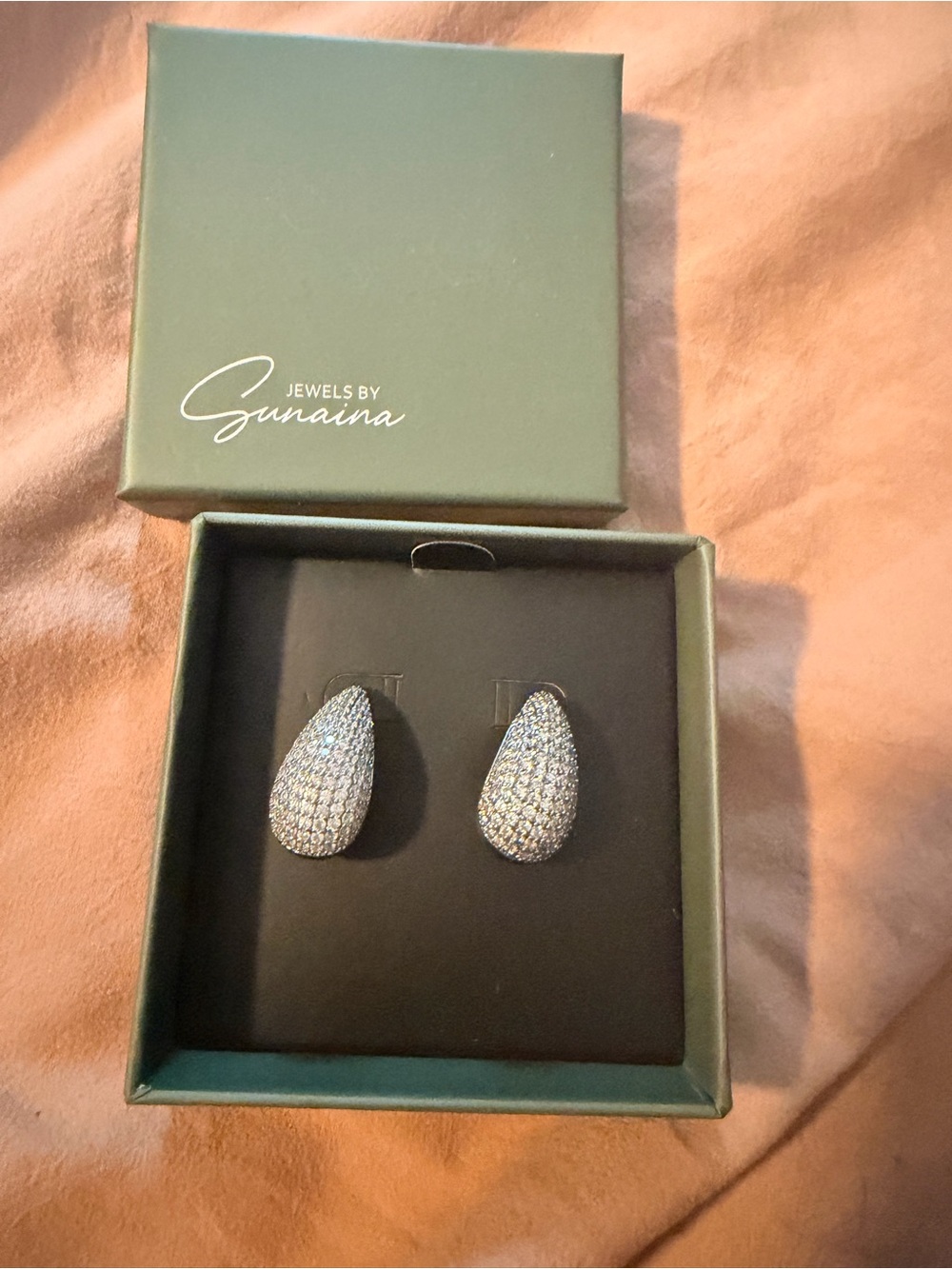 Silver Pave Teardrop Earrings